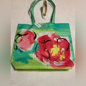 CLINIQUE  bold, floral X Drawbertson limited edition tote NWT